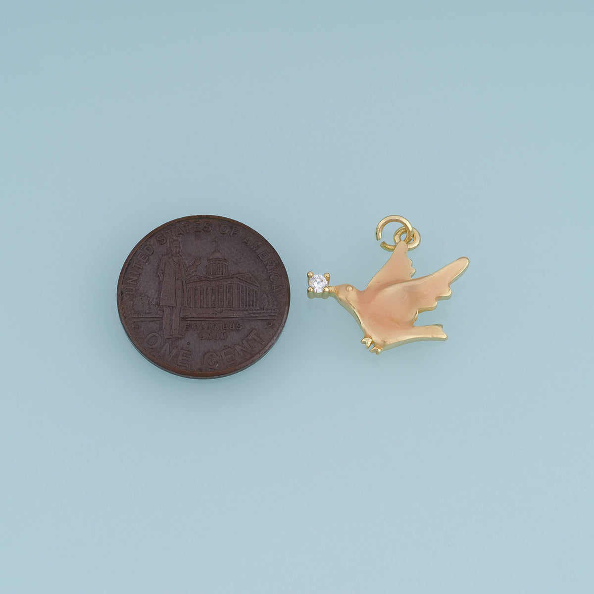 18K Gold Filled Dove Charm, Enamel Bird Pendant with CZ Stone, Peace Dove Charm for Bracelet Necklace DIY Jewelry Making Supply