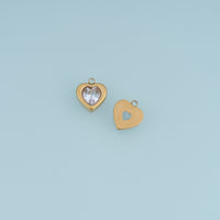 Heart Crystal Pendant,14K Gold Clear Gemstone Heart Charm DIY Charm for Necklace Bracelet Making