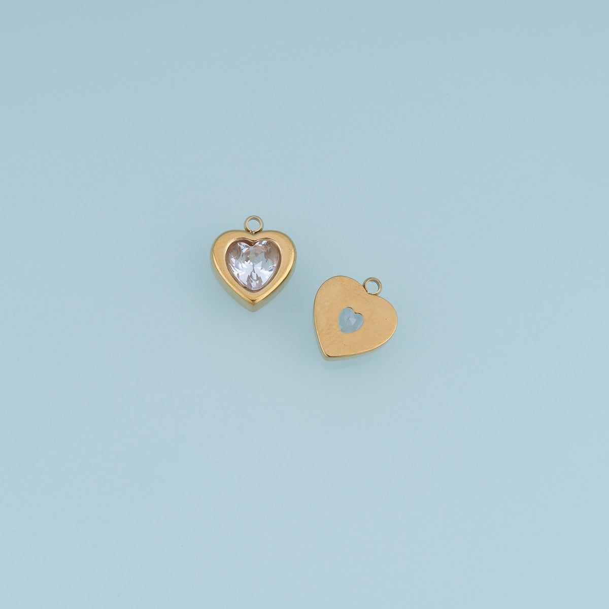 Heart Crystal Pendant,14K Gold Clear Gemstone Heart Charm DIY Charm for Necklace Bracelet Making