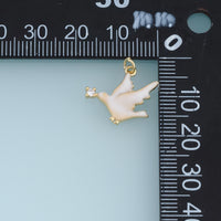 18K Gold Filled Dove Charm, Enamel Bird Pendant with CZ Stone, Peace Dove Charm for Bracelet Necklace DIY Jewelry Making Supply