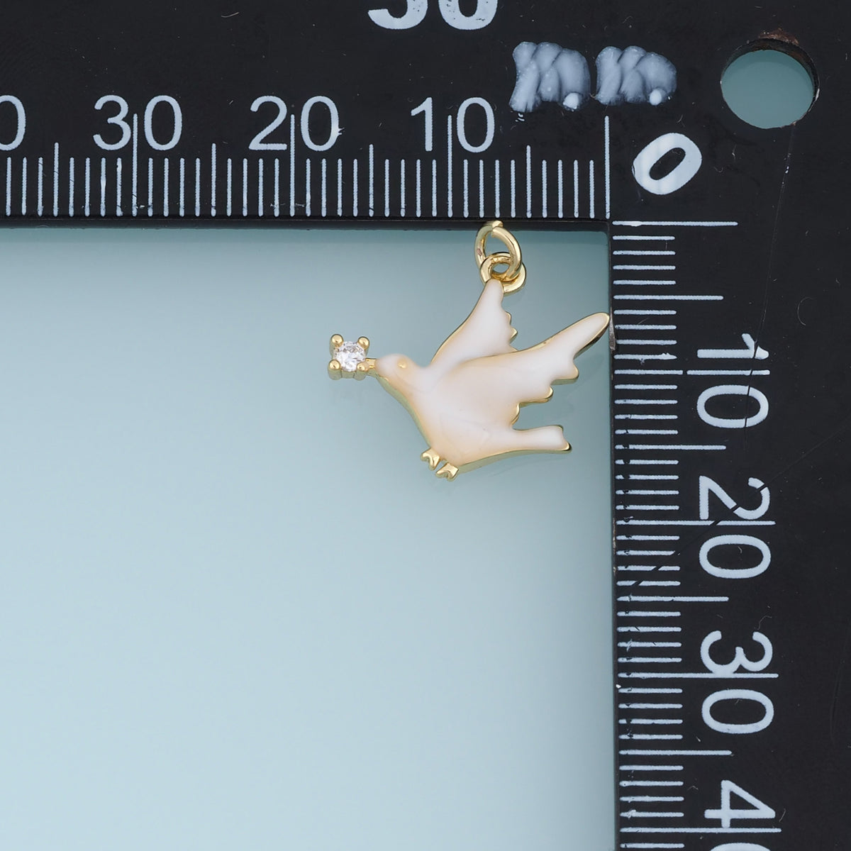 18K Gold Filled Dove Charm, Enamel Bird Pendant with CZ Stone, Peace Dove Charm for Bracelet Necklace DIY Jewelry Making Supply