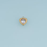 Heart Crystal Pendant,14K Gold Clear Gemstone Heart Charm DIY Charm for Necklace Bracelet Making