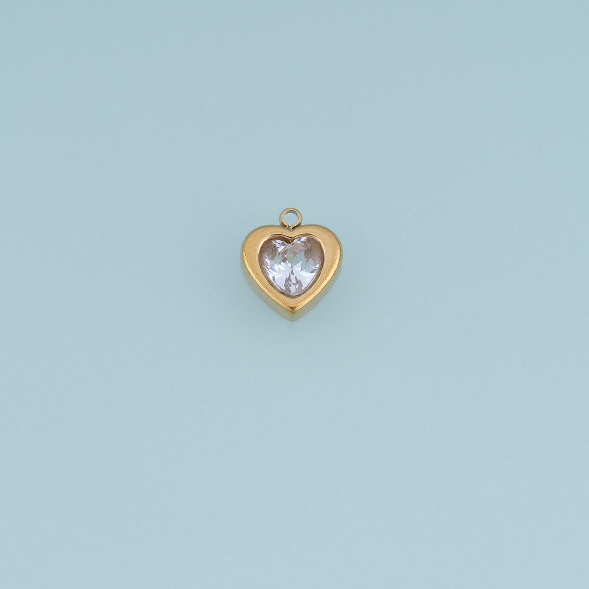 Heart Crystal Pendant,14K Gold Clear Gemstone Heart Charm DIY Charm for Necklace Bracelet Making