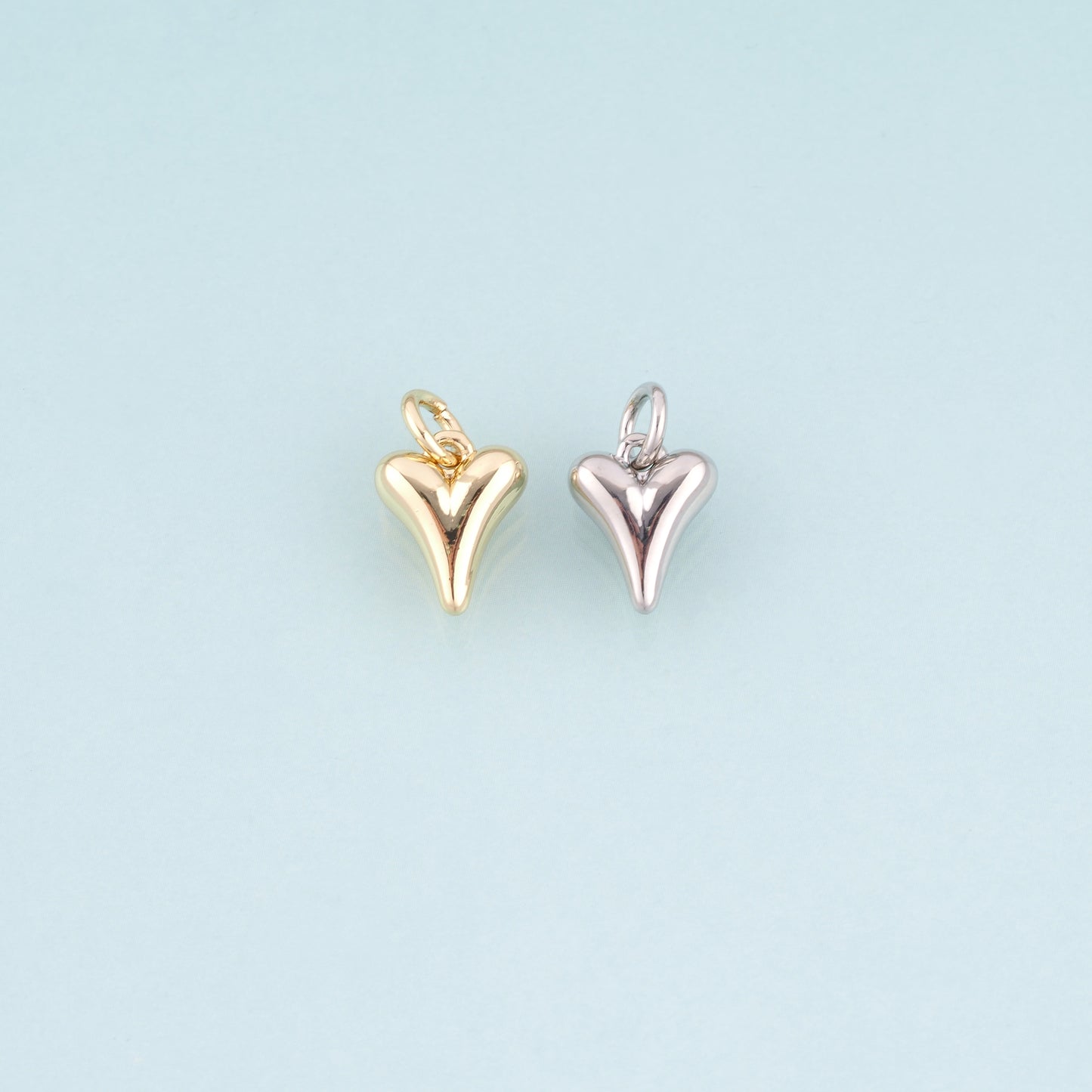 18K Gold Filled Heart Pendant,Minimalist Heart Charm Bracelet Necklace for DIY Jewelry Making Supply