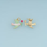 18K Gold Filled Swallow Charm, Colorful Enamel Bird Pendant with Tulip Flower Charm for Bracelet Necklace DIY Jewelry Making Supply