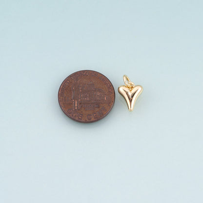 18K Gold Filled Heart Pendant,Minimalist Heart Charm Bracelet Necklace for DIY Jewelry Making Supply