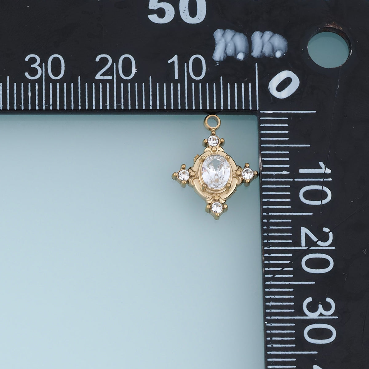 Oval Crystal Pendant,14K Gold Vintage Ornate Gemstone Charm DIY Charm for Necklace Bracelet Making