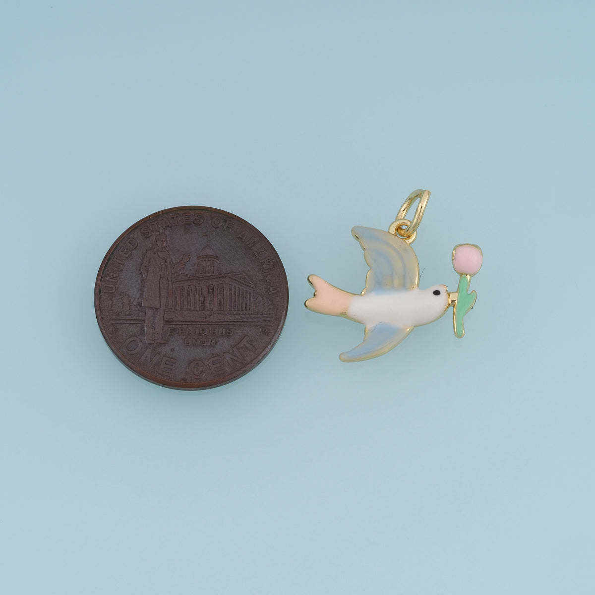 18K Gold Filled Swallow Charm, Colorful Enamel Bird Pendant with Tulip Flower Charm for Bracelet Necklace DIY Jewelry Making Supply