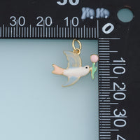 18K Gold Filled Swallow Charm, Colorful Enamel Bird Pendant with Tulip Flower Charm for Bracelet Necklace DIY Jewelry Making Supply