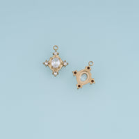 Oval Crystal Pendant,14K Gold Vintage Ornate Gemstone Charm DIY Charm for Necklace Bracelet Making