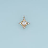 Oval Crystal Pendant,14K Gold Vintage Ornate Gemstone Charm DIY Charm for Necklace Bracelet Making