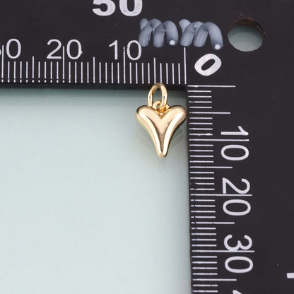 18K Gold Filled Heart Pendant,Minimalist Heart Charm Bracelet Necklace for DIY Jewelry Making Supply