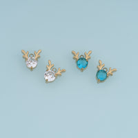 Reindeer Antler Crystal Pendant,14K Gold Blue Clear Deer Charm DIY Charm for Necklace Bracelet Making