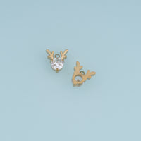 Reindeer Antler Crystal Pendant,14K Gold Blue Clear Deer Charm DIY Charm for Necklace Bracelet Making