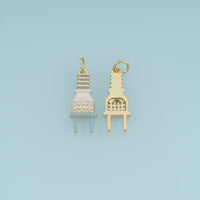 18K Gold Filled Electric Plug Charm, Enamel Plug Pendant with CZ Stones for Bracelet Necklace DIY Jewelry Making Supply