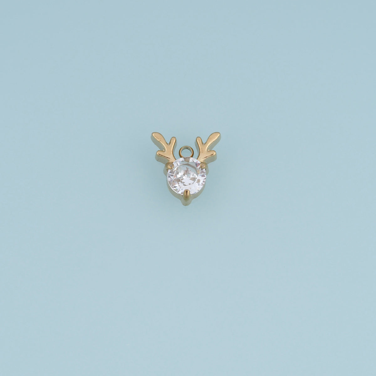 Reindeer Antler Crystal Pendant,14K Gold Blue Clear Deer Charm DIY Charm for Necklace Bracelet Making