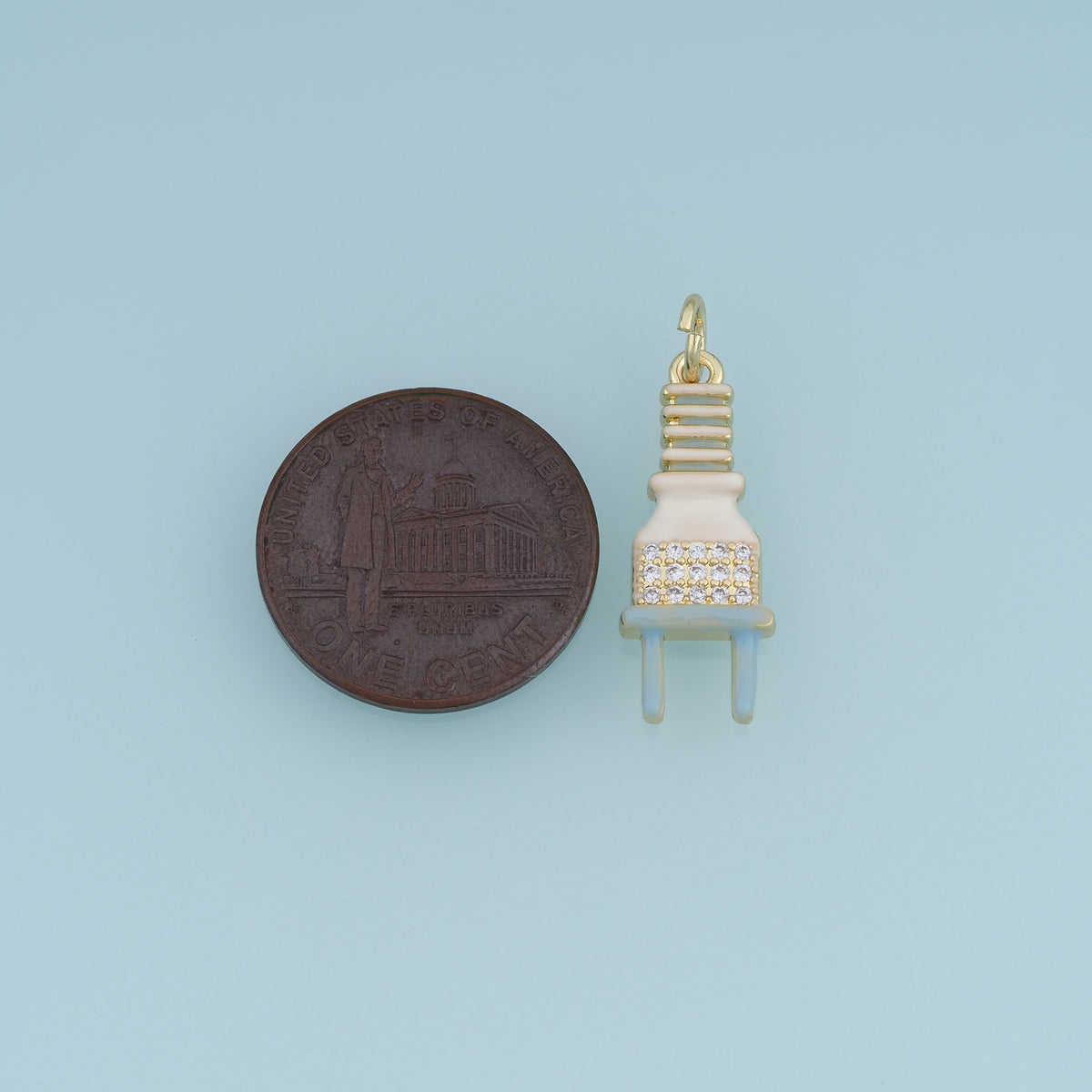 18K Gold Filled Electric Plug Charm, Enamel Plug Pendant with CZ Stones for Bracelet Necklace DIY Jewelry Making Supply