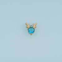Reindeer Antler Crystal Pendant,14K Gold Blue Clear Deer Charm DIY Charm for Necklace Bracelet Making