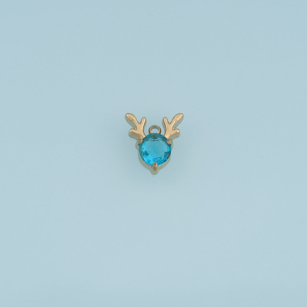 Reindeer Antler Crystal Pendant,14K Gold Blue Clear Deer Charm DIY Charm for Necklace Bracelet Making
