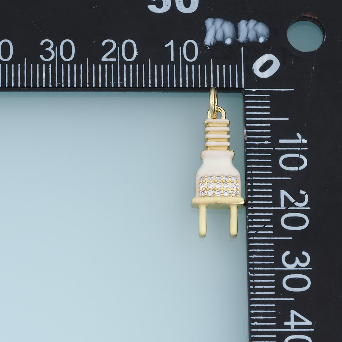 18K Gold Filled Electric Plug Charm, Enamel Plug Pendant with CZ Stones for Bracelet Necklace DIY Jewelry Making Supply