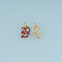 18K Gold Filled 2027 Number Charm, Enamel Year Pendant for Bracelet Necklace DIY Graduation Jewelry Making Supply