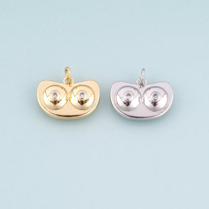 18K Gold Filled CZ Owl Pendant,Minimalist Owl Charm Bracelet Necklace for DIY Jewelry Making Supply
