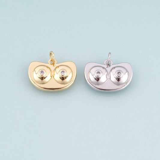 18K Gold Filled CZ Owl Pendant,Minimalist Owl Charm Bracelet Necklace for DIY Jewelry Making Supply