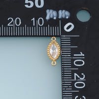 Oval Crystal Connector,14K Gold Beaded Edge Clear Gemstone Charm DIY Charm for Necklace Bracelet Making