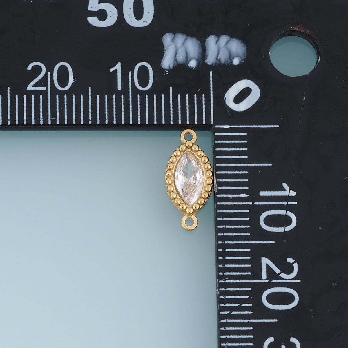 Oval Crystal Connector,14K Gold Beaded Edge Clear Gemstone Charm DIY Charm for Necklace Bracelet Making