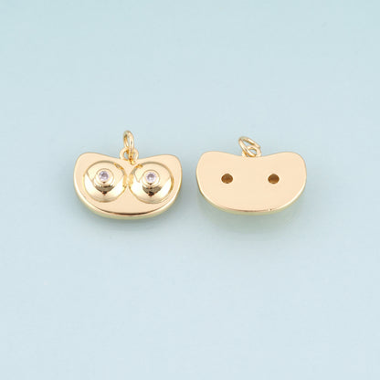 18K Gold Filled CZ Owl Pendant,Minimalist Owl Charm Bracelet Necklace for DIY Jewelry Making Supply