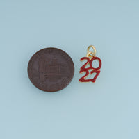 18K Gold Filled 2027 Number Charm, Enamel Year Pendant for Bracelet Necklace DIY Graduation Jewelry Making Supply