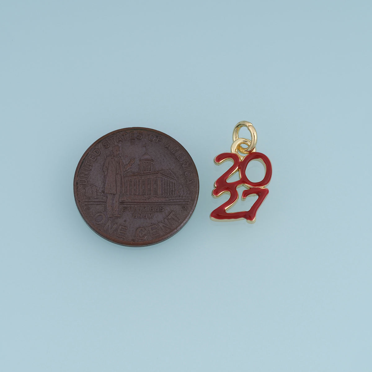18K Gold Filled 2027 Number Charm, Enamel Year Pendant for Bracelet Necklace DIY Graduation Jewelry Making Supply