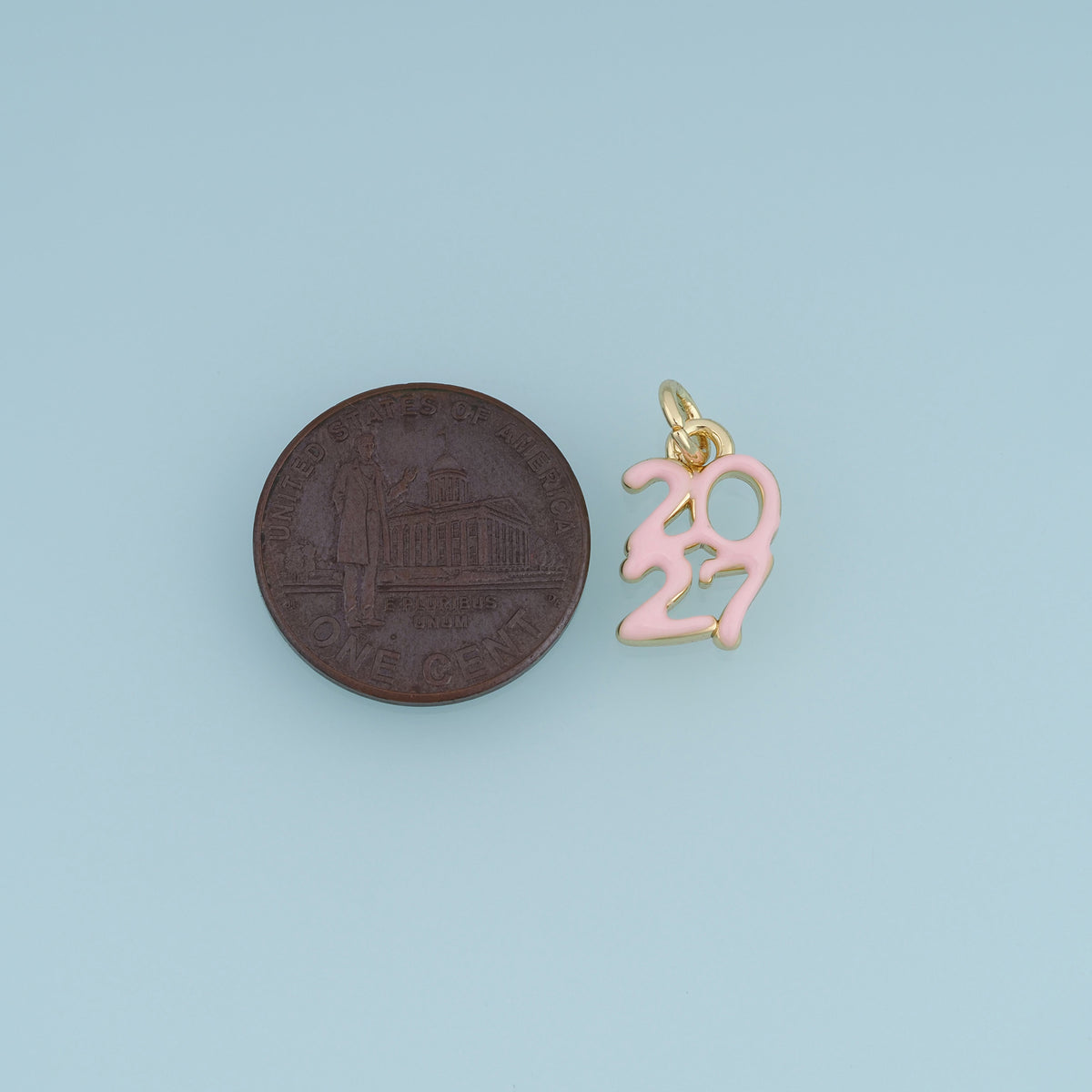 18K Gold Filled 2027 Number Charm, Enamel Year Pendant for Bracelet Necklace DIY Graduation Jewelry Making Supply