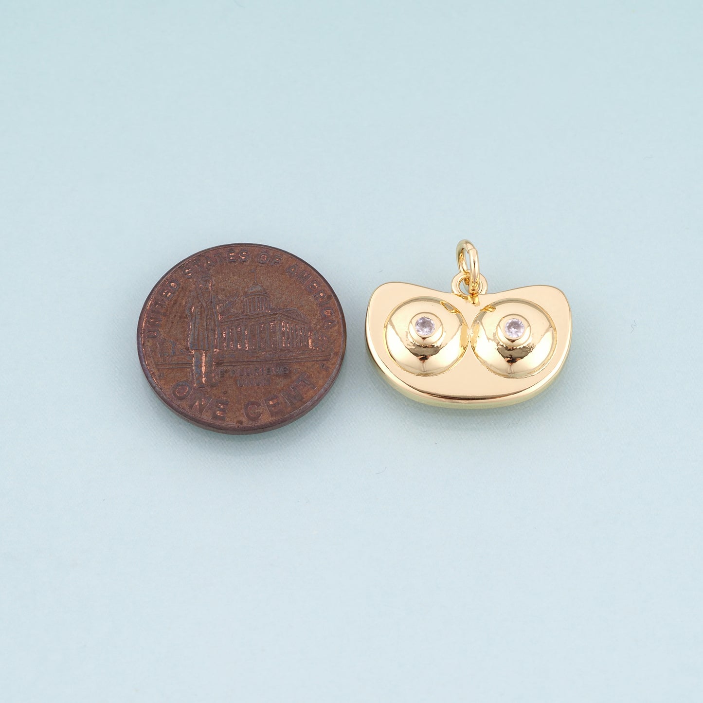 18K Gold Filled CZ Owl Pendant,Minimalist Owl Charm Bracelet Necklace for DIY Jewelry Making Supply