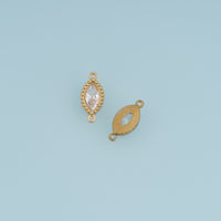 Oval Crystal Connector,14K Gold Beaded Edge Clear Gemstone Charm DIY Charm for Necklace Bracelet Making