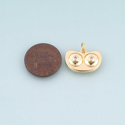 18K Gold Filled CZ Owl Pendant,Minimalist Owl Charm Bracelet Necklace for DIY Jewelry Making Supply