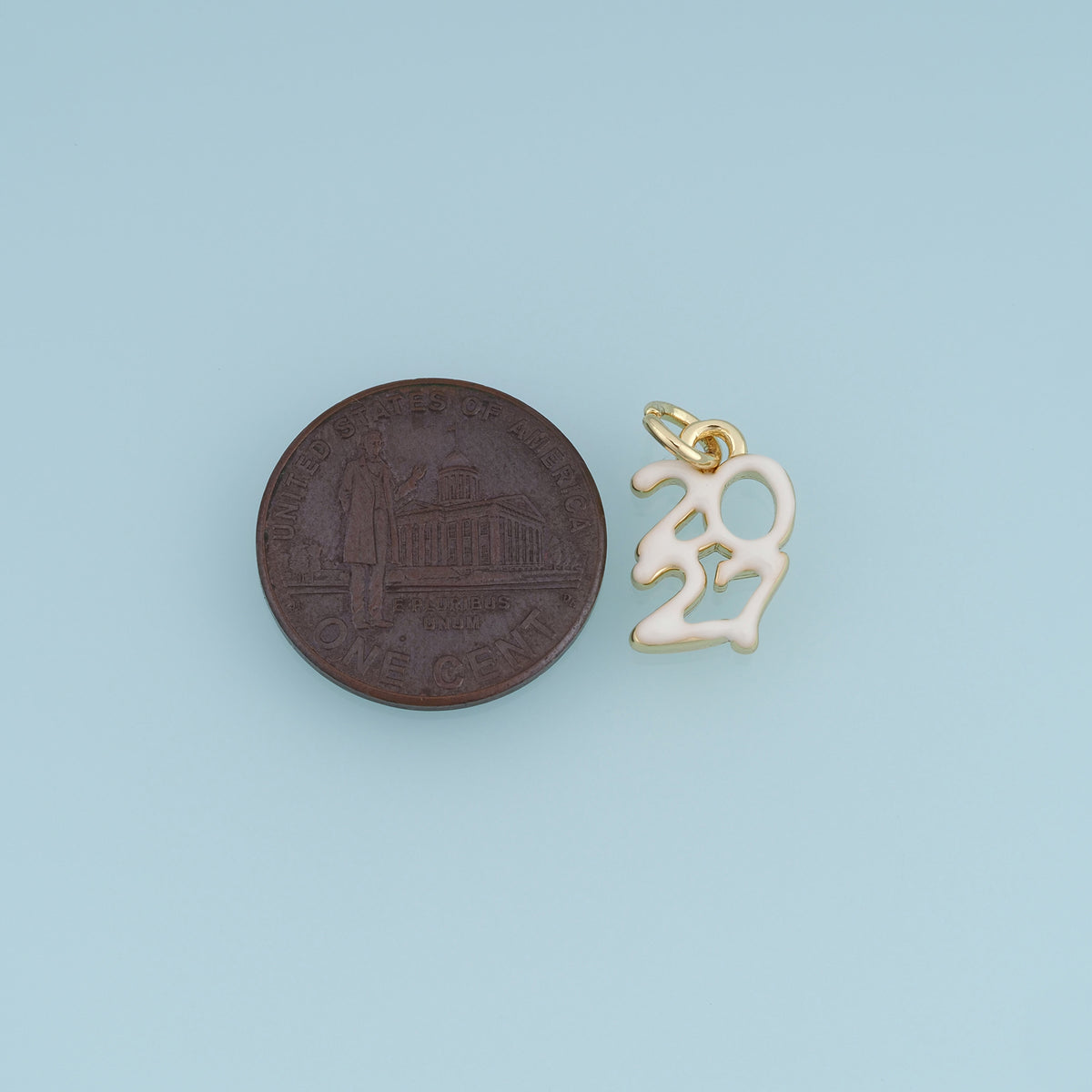 18K Gold Filled 2027 Number Charm, Enamel Year Pendant for Bracelet Necklace DIY Graduation Jewelry Making Supply