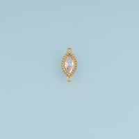 Oval Crystal Connector,14K Gold Beaded Edge Clear Gemstone Charm DIY Charm for Necklace Bracelet Making