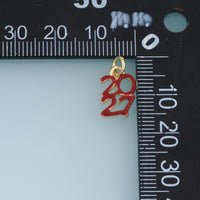 18K Gold Filled 2027 Number Charm, Enamel Year Pendant for Bracelet Necklace DIY Graduation Jewelry Making Supply