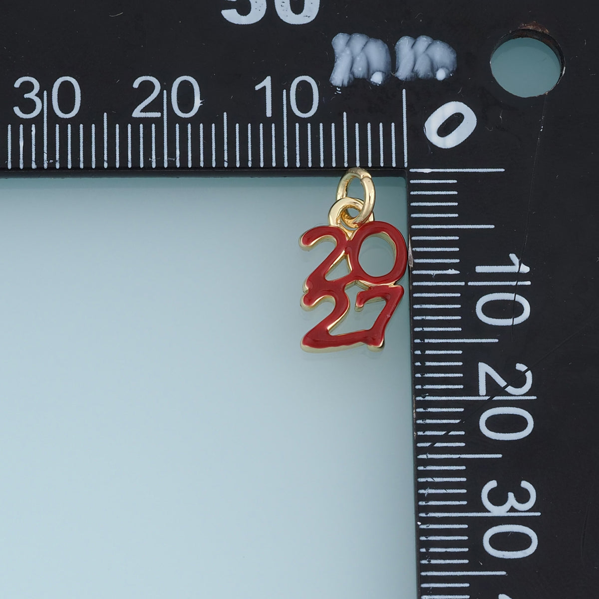 18K Gold Filled 2027 Number Charm, Enamel Year Pendant for Bracelet Necklace DIY Graduation Jewelry Making Supply