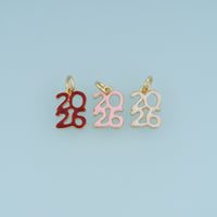 18K Gold Filled 2026 Number Charm, Enamel Year Pendant for Bracelet Necklace DIY Graduation Jewelry Making Supply
