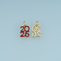 18K Gold Filled 2026 Number Charm, Enamel Year Pendant for Bracelet Necklace DIY Graduation Jewelry Making Supply