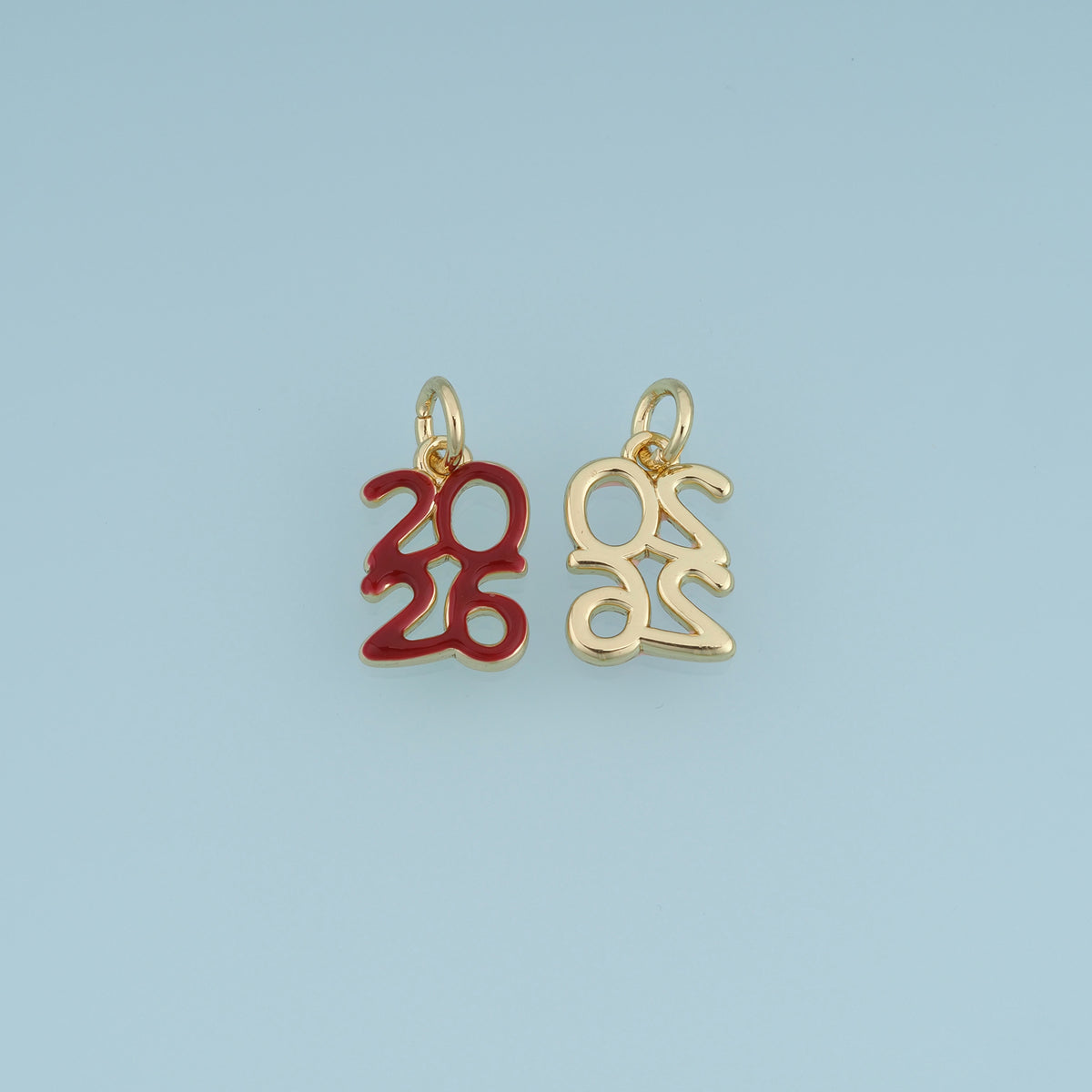 18K Gold Filled 2026 Number Charm, Enamel Year Pendant for Bracelet Necklace DIY Graduation Jewelry Making Supply