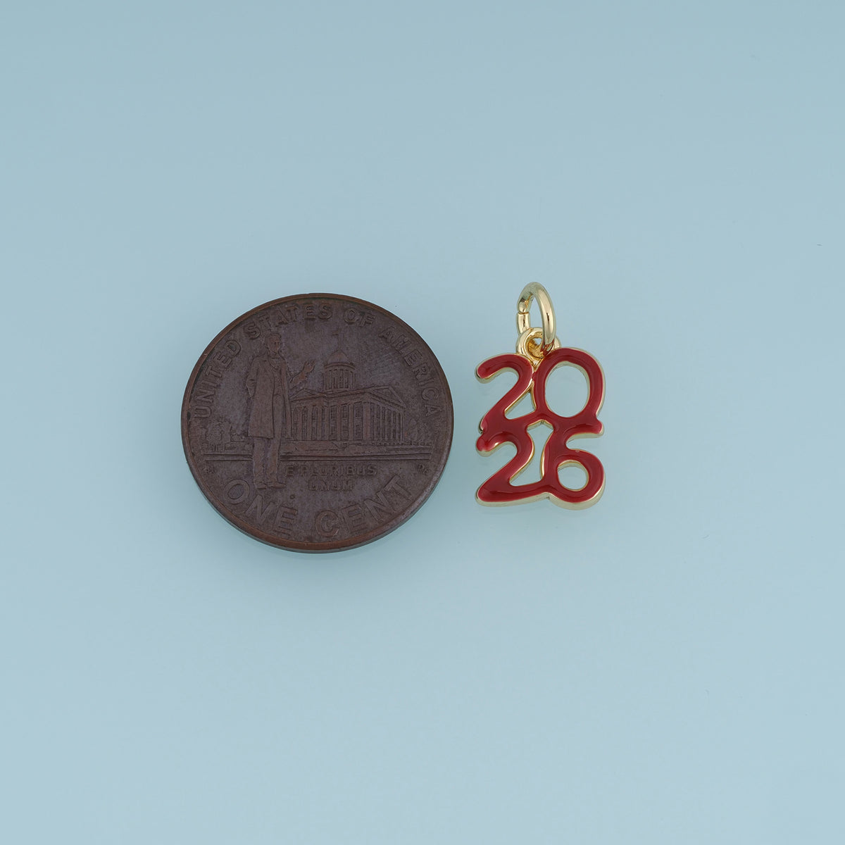 18K Gold Filled 2026 Number Charm, Enamel Year Pendant for Bracelet Necklace DIY Graduation Jewelry Making Supply