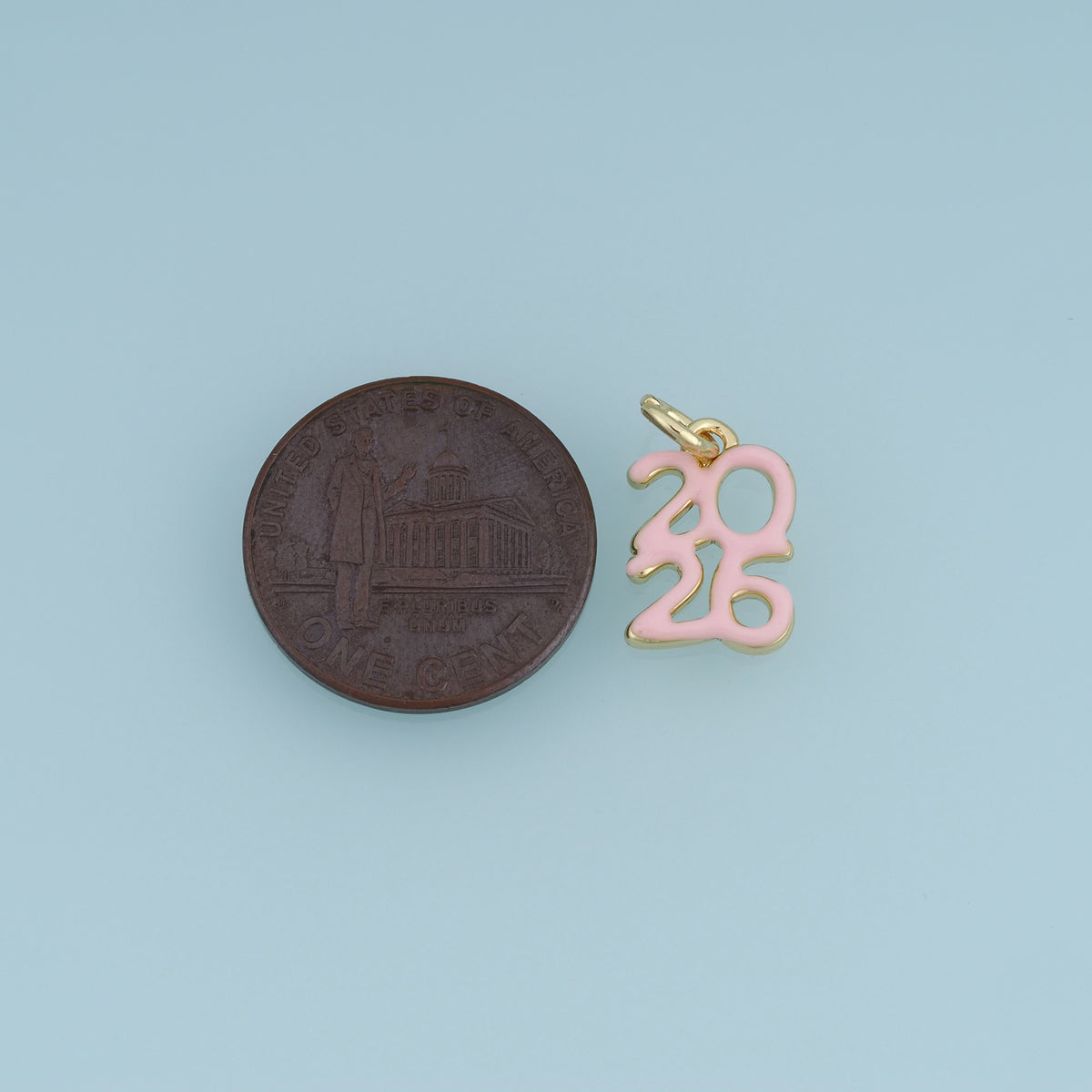 18K Gold Filled 2026 Number Charm, Enamel Year Pendant for Bracelet Necklace DIY Graduation Jewelry Making Supply