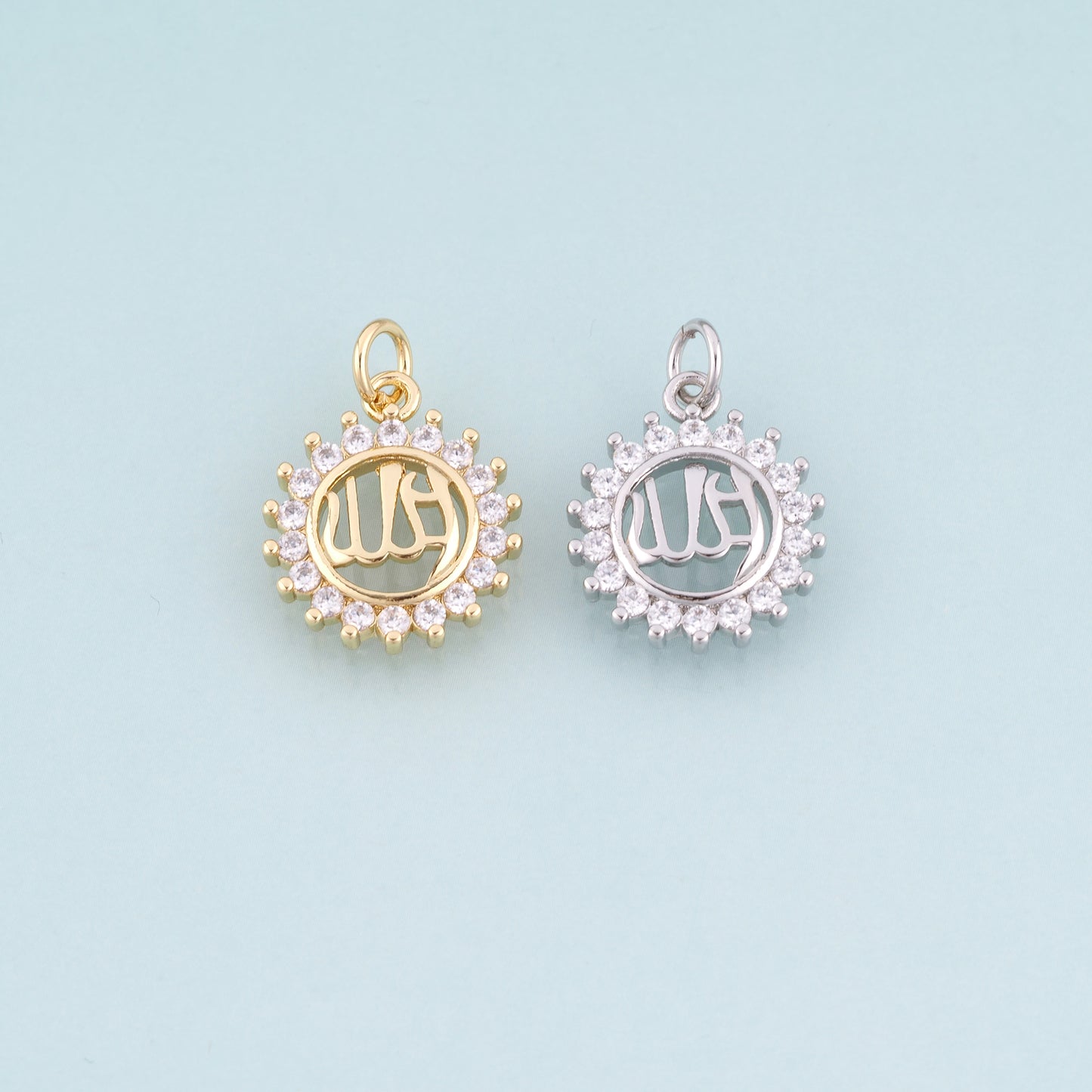 18K Gold Filled CZ Sun Pendant,Sun Totem Pendant Bracelet Necklace for DIY Jewelry Making Supply