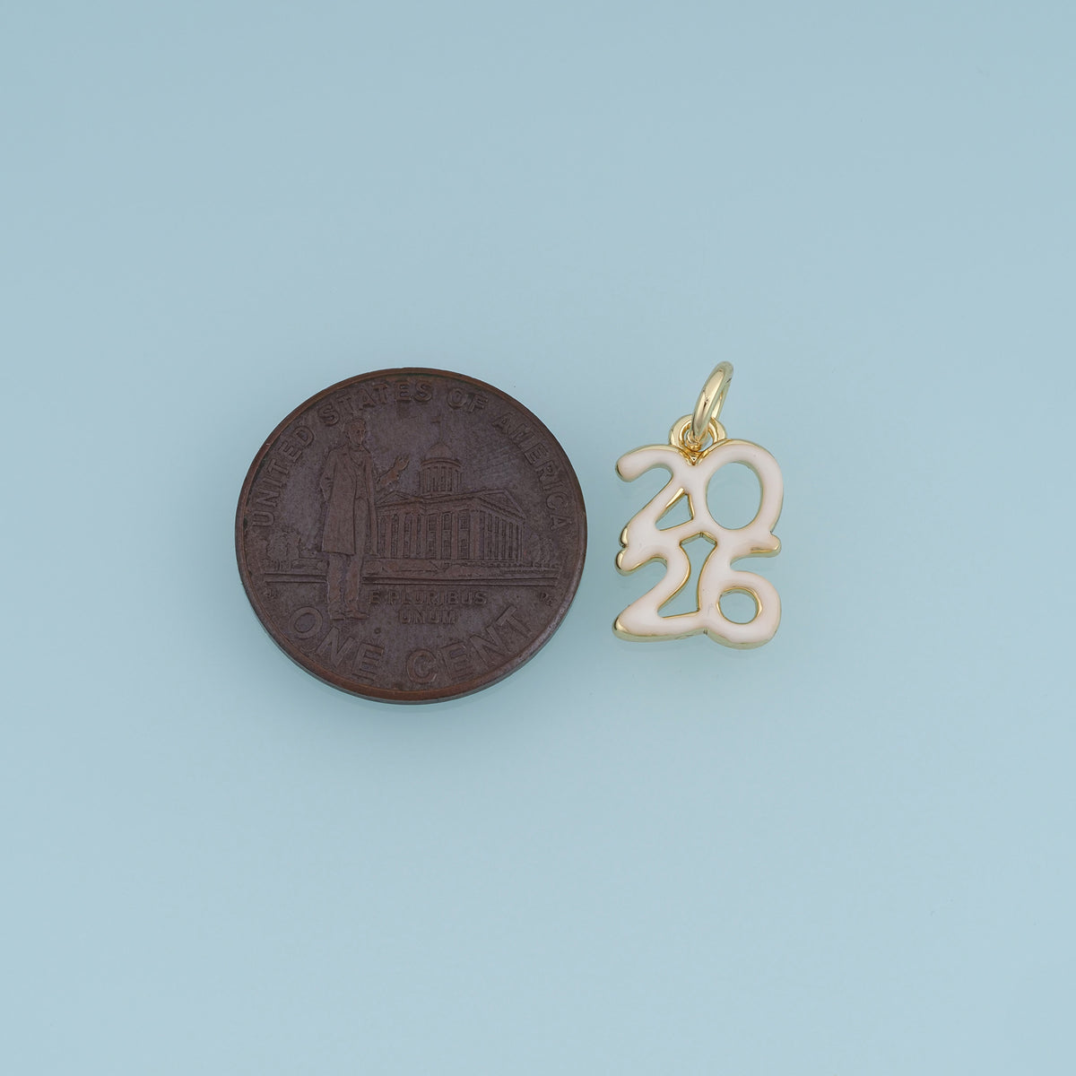 18K Gold Filled 2026 Number Charm, Enamel Year Pendant for Bracelet Necklace DIY Graduation Jewelry Making Supply