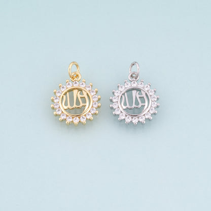 18K Gold Filled CZ Sun Pendant,Sun Totem Pendant Bracelet Necklace for DIY Jewelry Making Supply