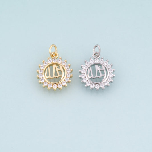 18K Gold Filled CZ Sun Pendant,Sun Totem Pendant Bracelet Necklace for DIY Jewelry Making Supply