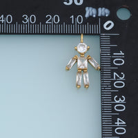 Crystal Robot Pendant,14K Gold Cute Rhinestone Robot Charm DIY Charm for Necklace Bracelet Making